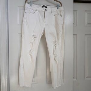Express white jeans cropped legging mid rise 12